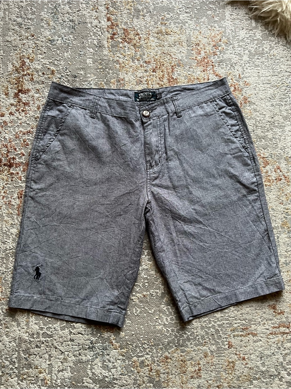 Polo by Ralph Lauren Bluish Charcoal Flat-Front Men’s Shorts